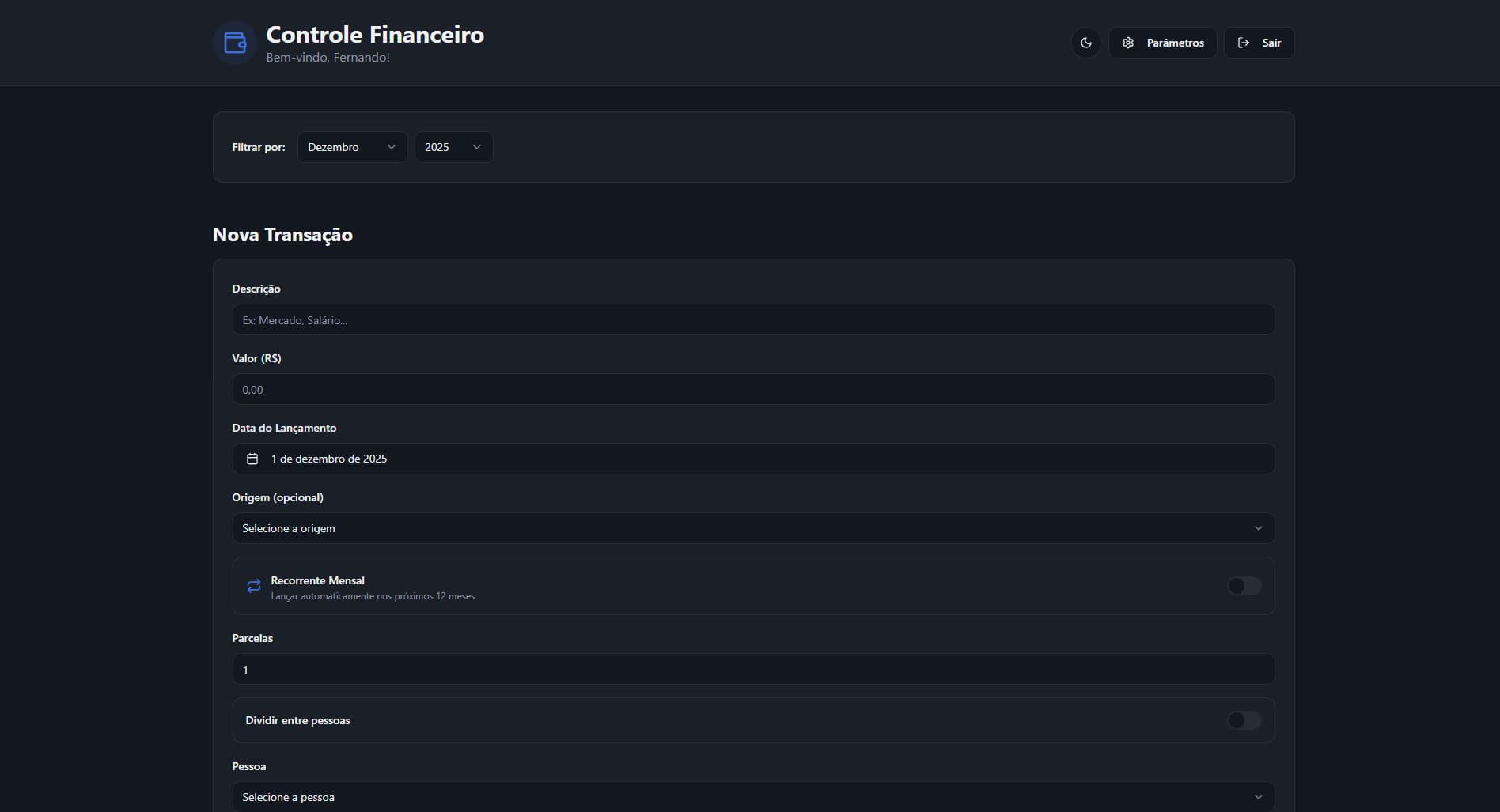 Imagem do projeto Controle Financeiro